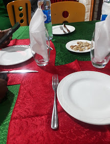 Prepared dining table inside Mega Chicken